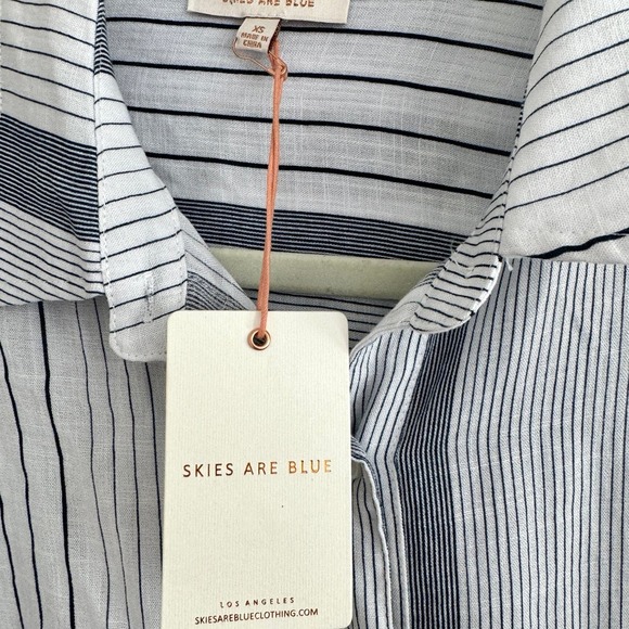 NWT Skies are Blue White and Navy Striped Shirt Dress size XS - Picture 6 of 7